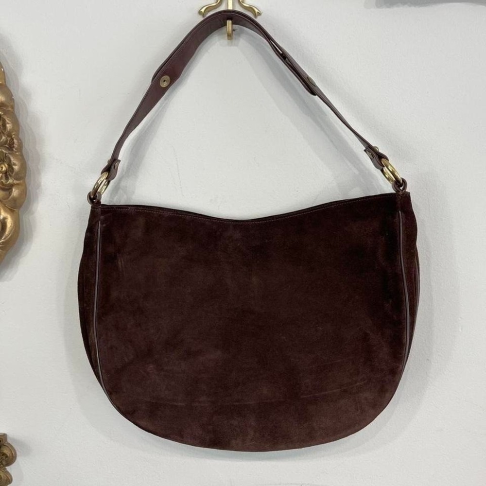 Vintage Brown Genuine Leather Hobo Shoulder Bag Minimal Classic Purse - Picture 2 of 4